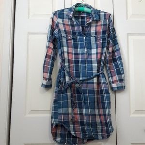GAP cotton belted Flannel dress Sz M  plaid